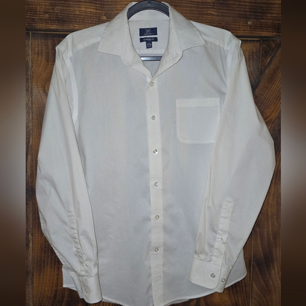⚪ George White Button-Down Shirt | Men’s Small (34–36) Classic Fit